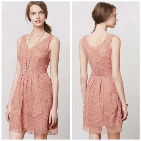 Yoana Baraschi Dresses | Anthropologie Yoana Baraschi at Dusk Lace Dress Size 8 Missing Liner | Color: Pink | Size: 8 | Laureng101'S Closet